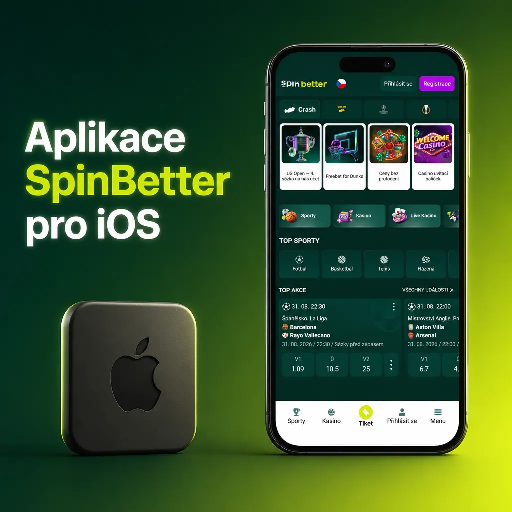 Aplikace SpinBetter pro iOS – sázení, kasino a live přenosy na iPhonu a iPadu
