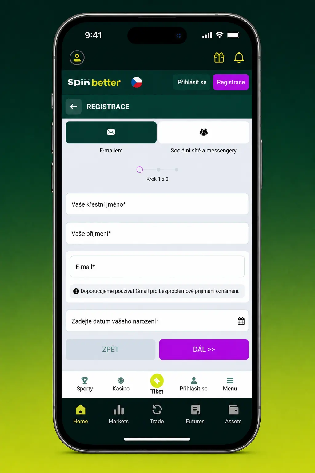 Návod na uplatnění bonusu SpinBetter v České republice: registrace, ověření účtu, vklad a zadání promo kódu