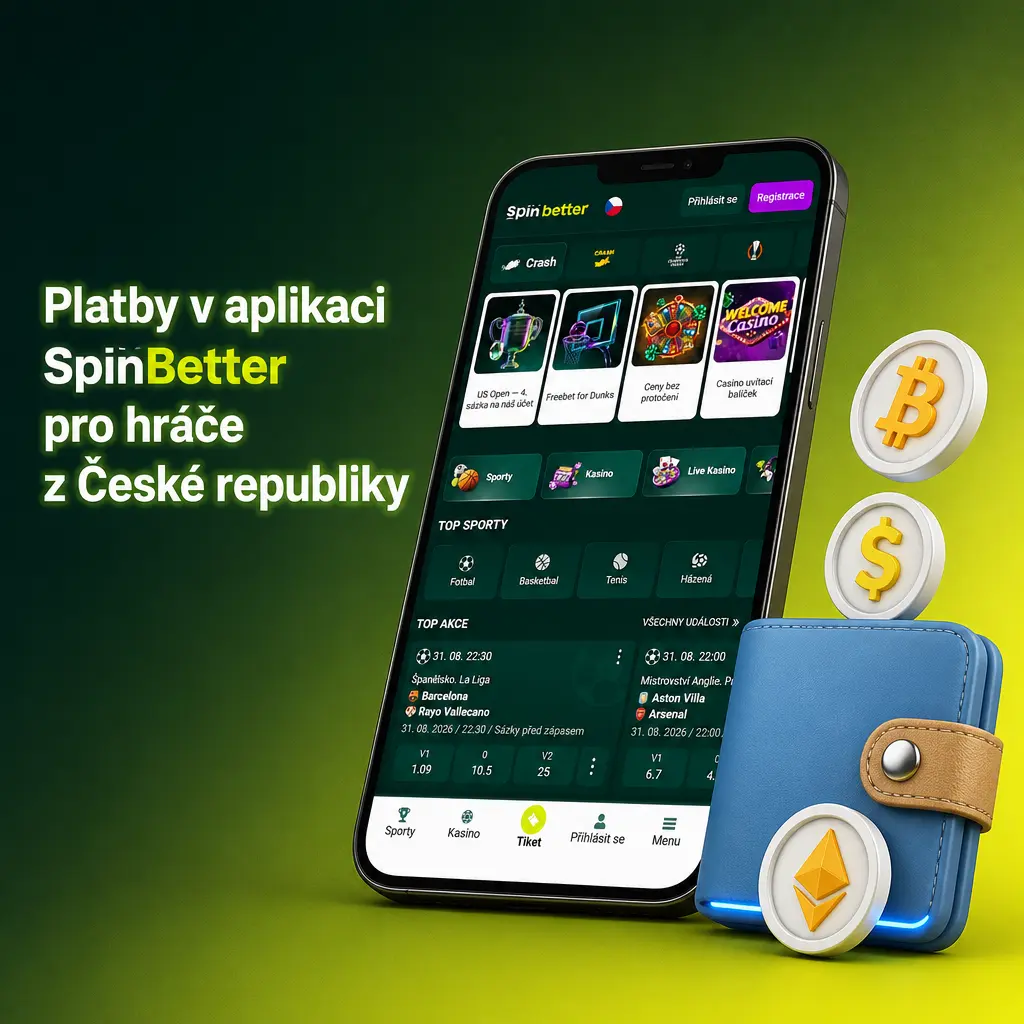 Platební metody v aplikaci SpinBetter pro české hráče: Google Pay, Visa, MasterCard, PaySafeCard, Skrill a kryptoměny