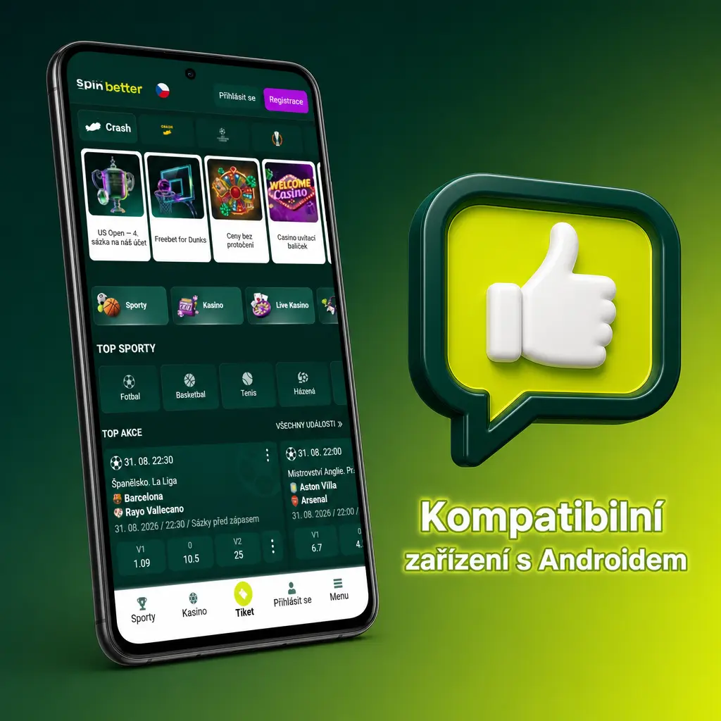 Kompatibilní zařízení s Androidem pro aplikaci SpinBetter – Samsung, Xiaomi, Huawei, Google Pixel a další oblíbené modely