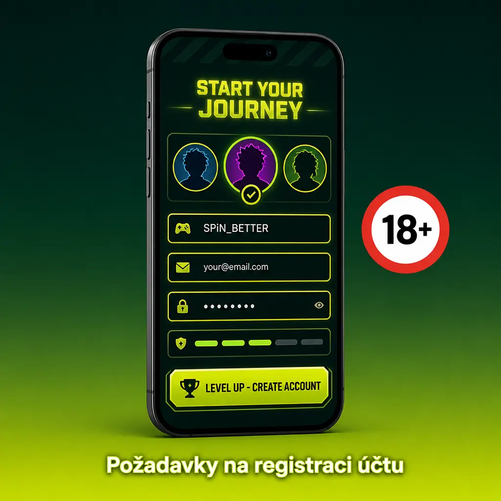 Požadavky na registraci účtu SpinBetter: věk 18+, jeden účet na osobu, platné doklady a ověření telefonu či e-mailu